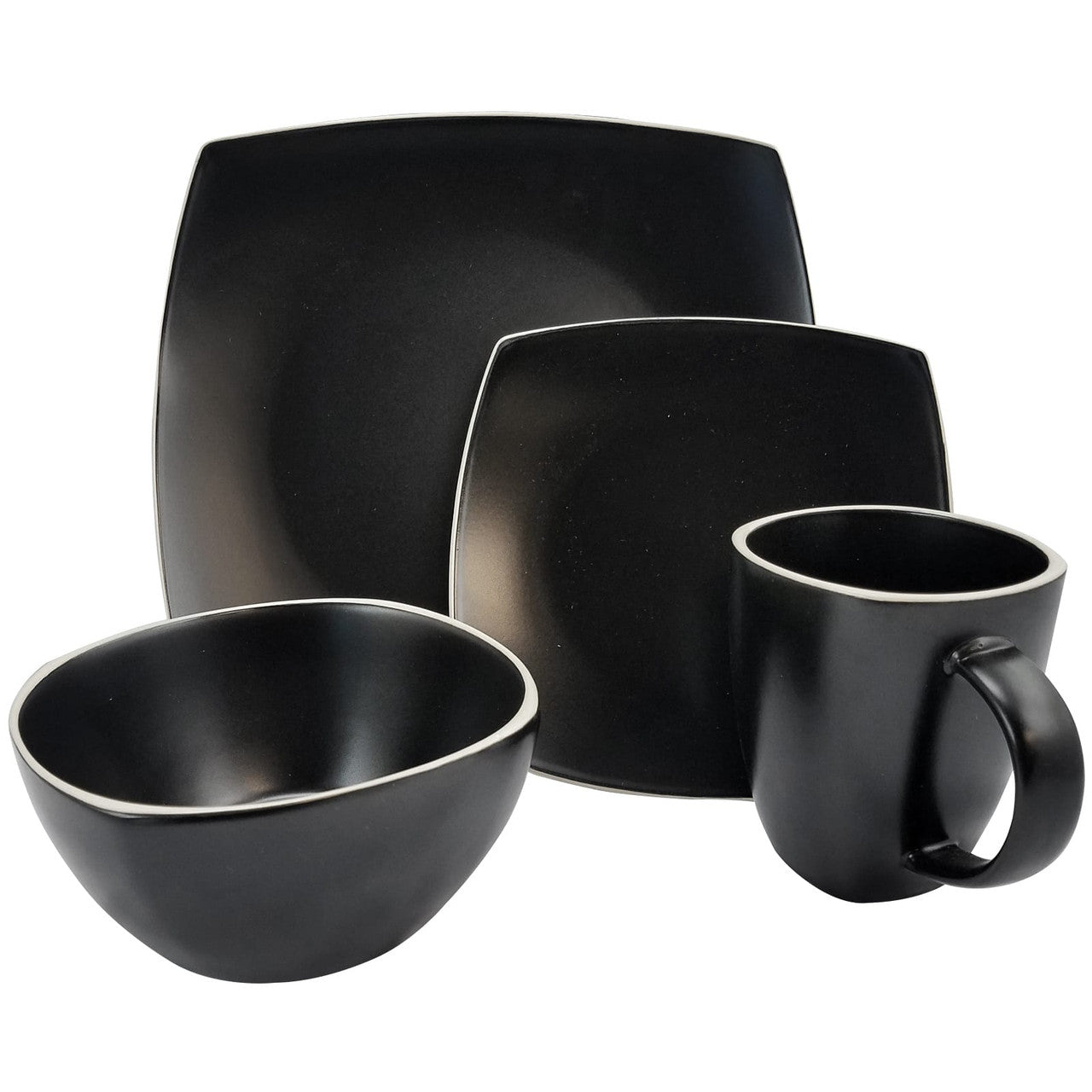 Gibson Soho Lounge Matte 16-Piece Dinnerware Set, Black-0