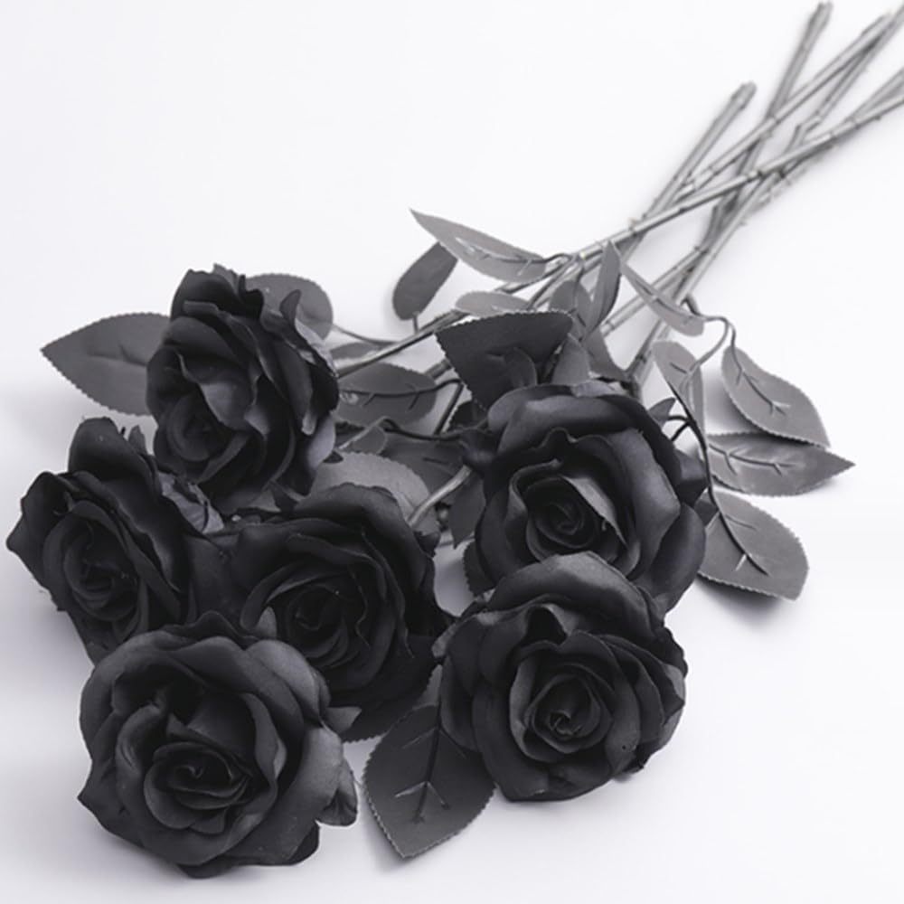 NNETM 20pcs Black Roses Artificial Flowers-1