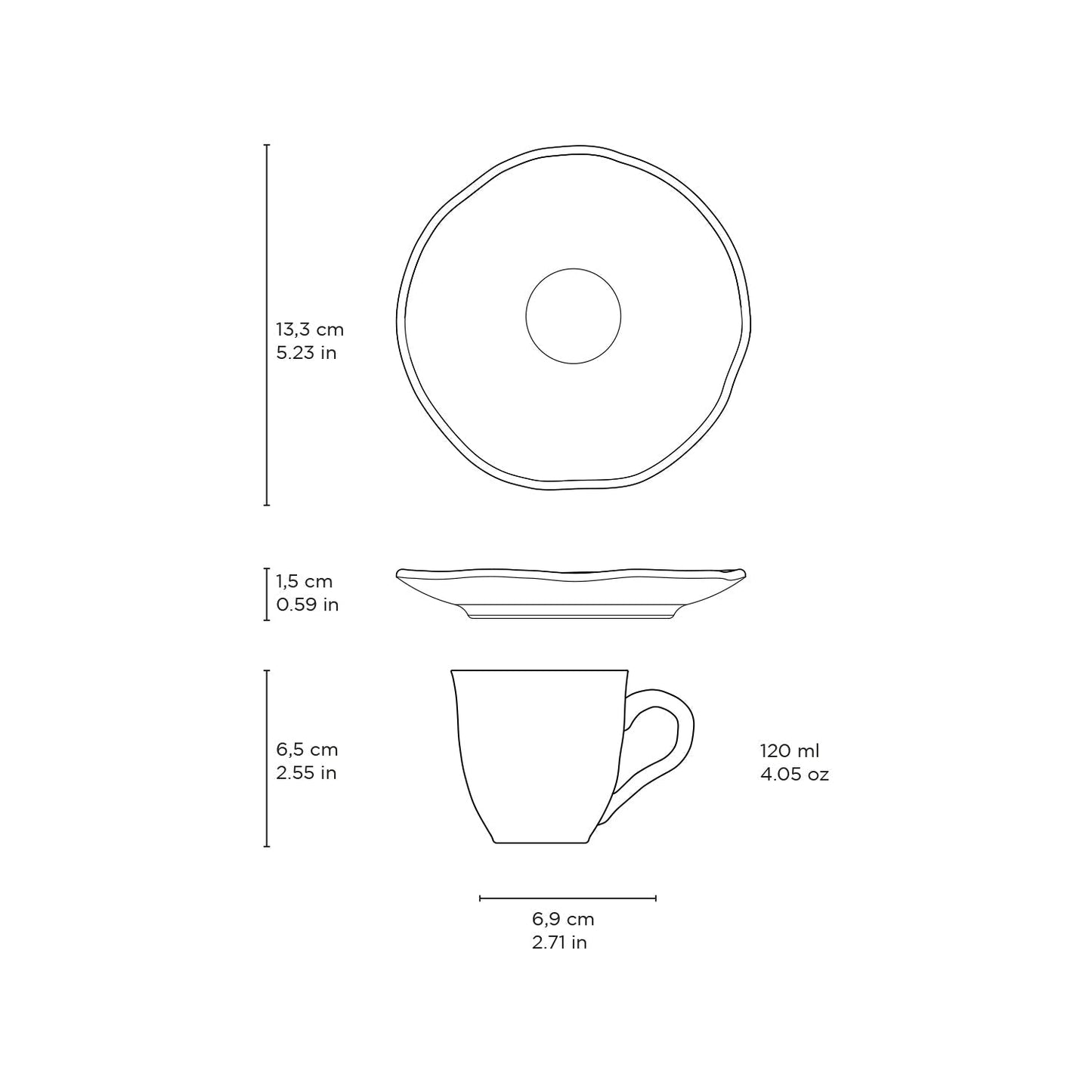 Porto Brasil MATTE BLACK ORGANIC COFFEE CUP + ORGANIC SAUCER  SKU: '351473901-2