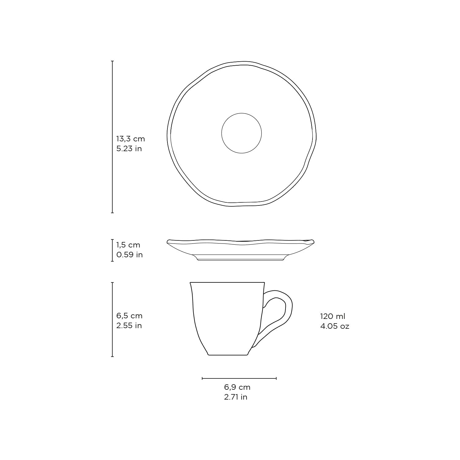 Porto Brasil MATTE BLACK ORGANIC COFFEE CUP + ORGANIC SAUCER  SKU: '351473901-2