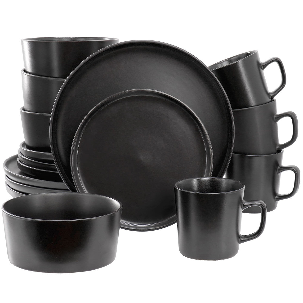 Elama Luxmatte Black 16 Piece Dinnerware Set-0