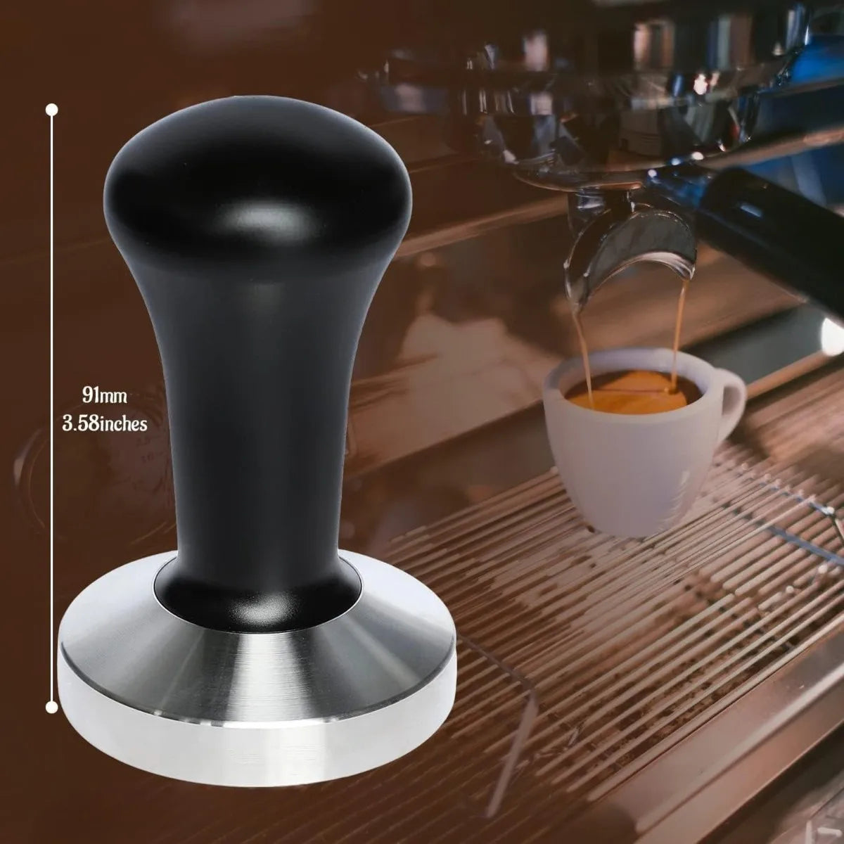 51/ 53/58mm Black Coffee Hand Tamper Stainless Steel Base Professional