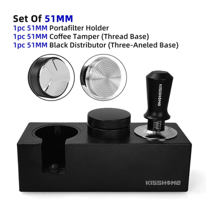 Coffee Tamping Station Distributor Tamper Set For 51mm 54mm 58mm