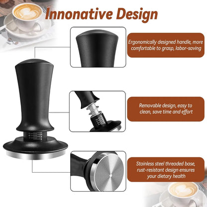51/ 53/58mm Black Coffee Hand Tamper Stainless Steel Base Professional