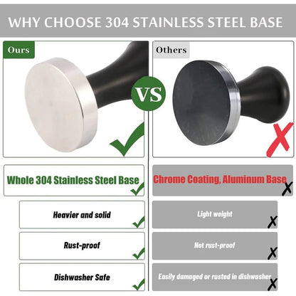 51/ 53/58mm Black Coffee Hand Tamper Stainless Steel Base Professional