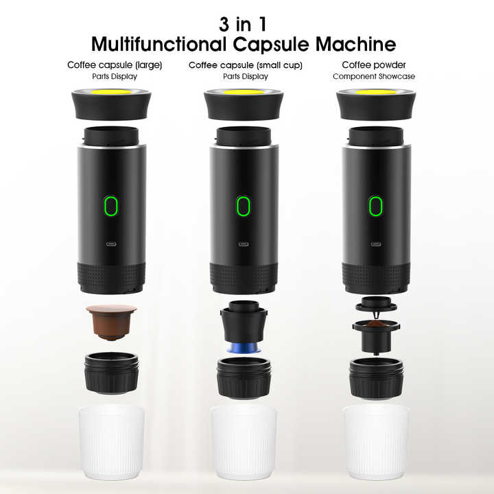 NNEDSZ Black Portable Espresso Coffee Machine - Universal 3-in-1 Capsule, Coffee Powder, and Espresso Maker-2
