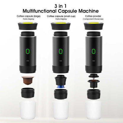 NNEDSZ Black Portable Espresso Coffee Machine - Universal 3-in-1 Capsule, Coffee Powder, and Espresso Maker-2